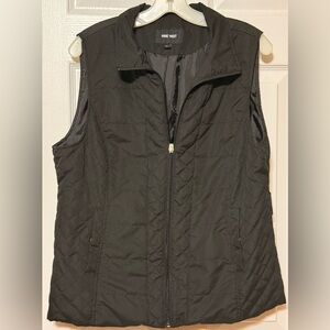 Nine West Black Quilted Zip Front Vest size large